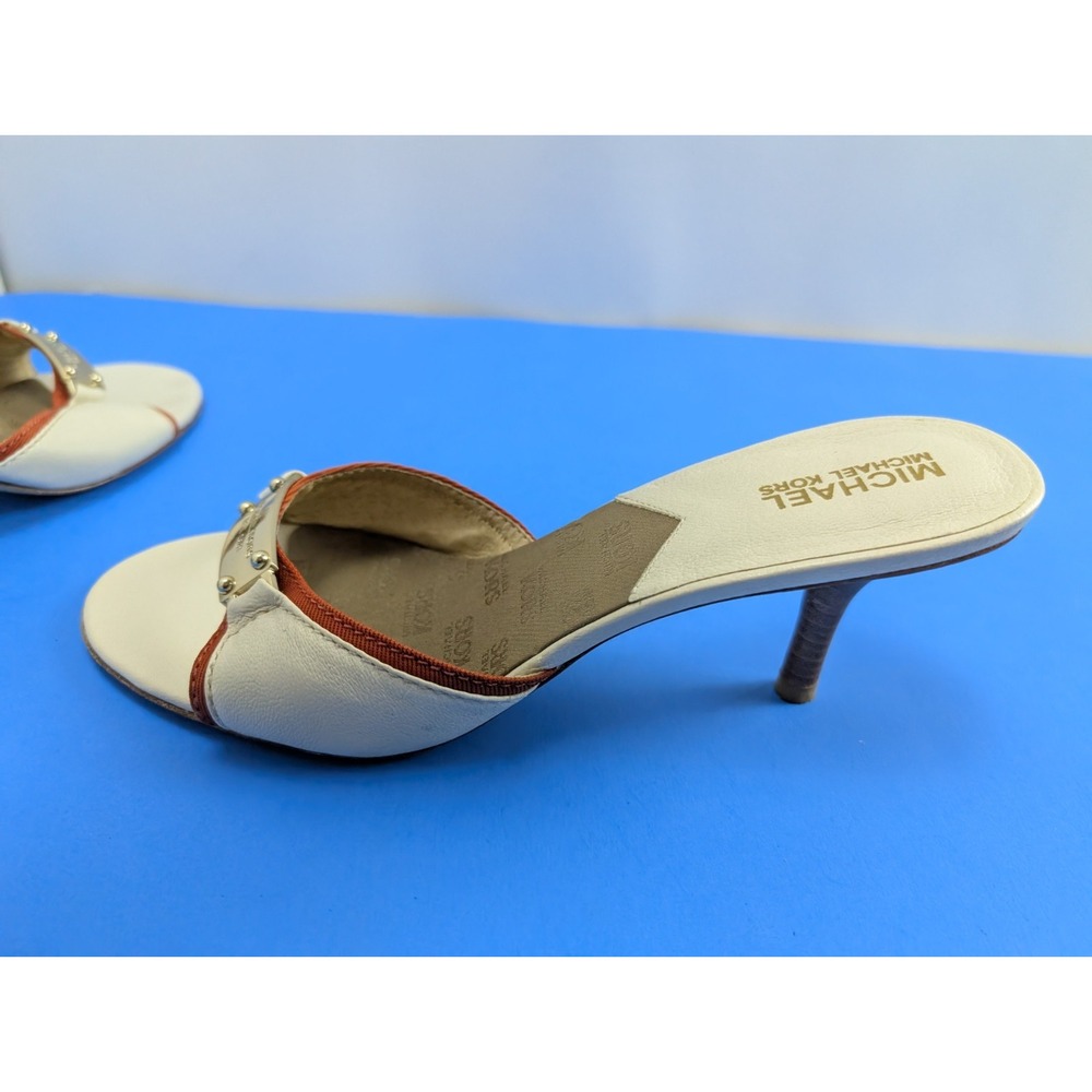 Michael Kors White Gold Buckle Accent Heels Size 10 - Picture 9 of 13